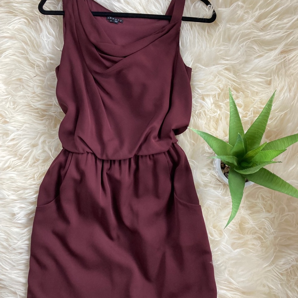 LIKE NEW Theory Asymmetrical Silk Dress, Sz 2 (Retail $395)